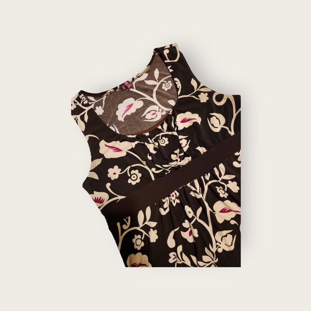 Vintage Y2k Agenda brown floral empire waist flowy babydoll sleeveless shirt - Picture 3 of 4